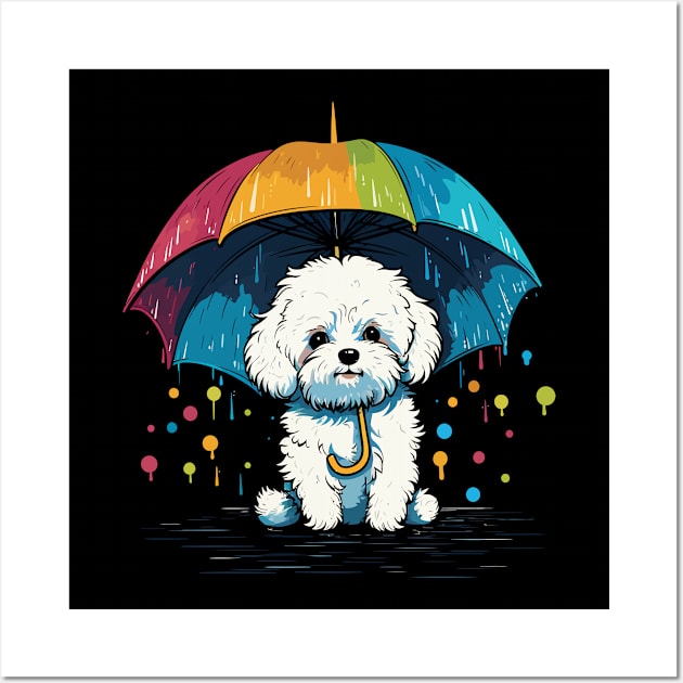 Bichon Frise Rainy Day With Umbrella Wall Art by JH Mart